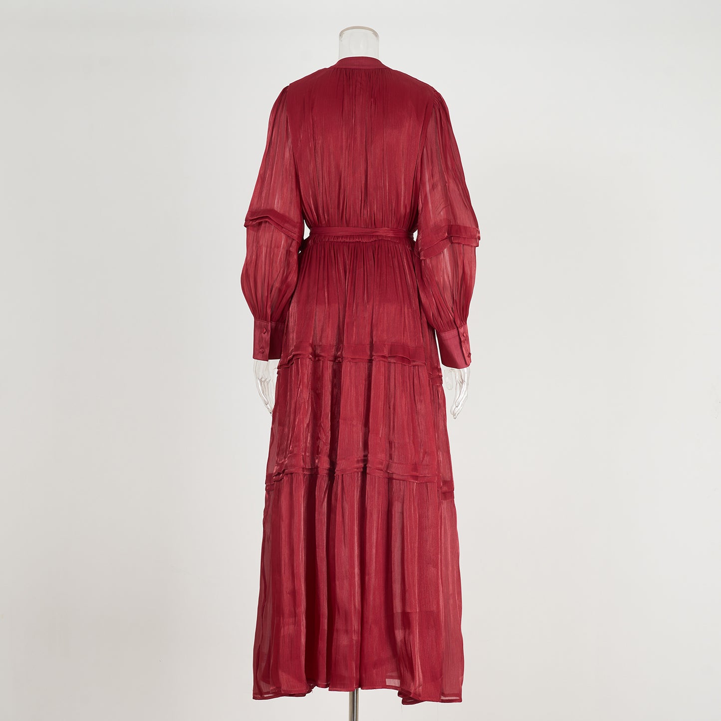Elara Cinched Multi Layer Pleated Maxi Dress