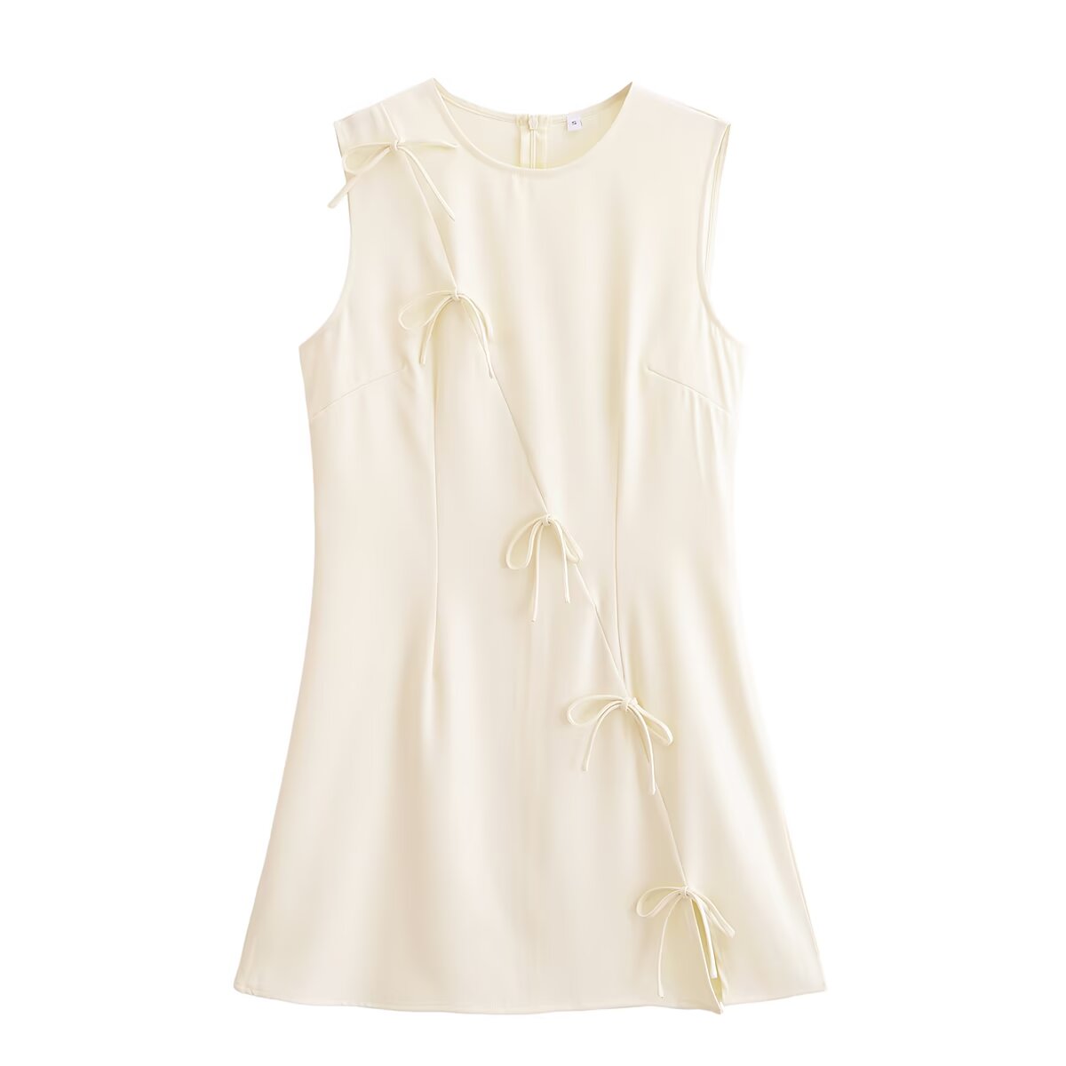 Bowknot Lace up Crew Neck Dress