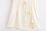 Bowknot Lace up Crew Neck Dress