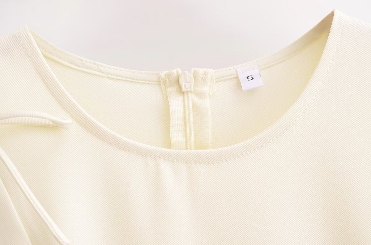 Bowknot Lace up Crew Neck Dress
