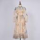 Women Spring And Autumn Long Sleeve Printed Buttons Dress