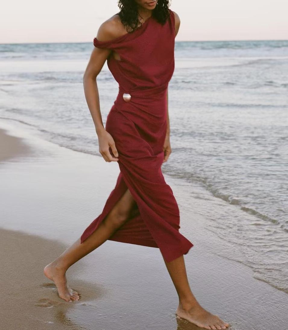 Summer Women Clothing Sexy Pleated Midi Dress