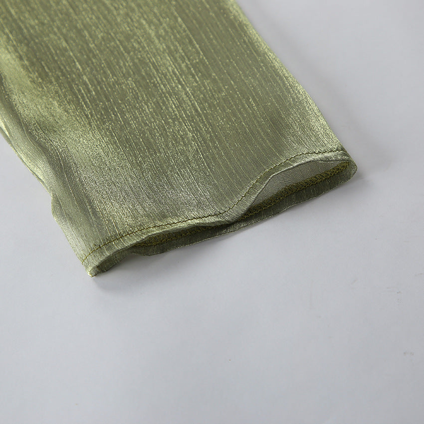 Green Sheer Long Sleeve Top