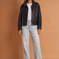 Textured Leather Zipper Bomber Jacket Jacket