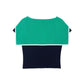 Colorblock Collared Slim Fit Short Knitted Top