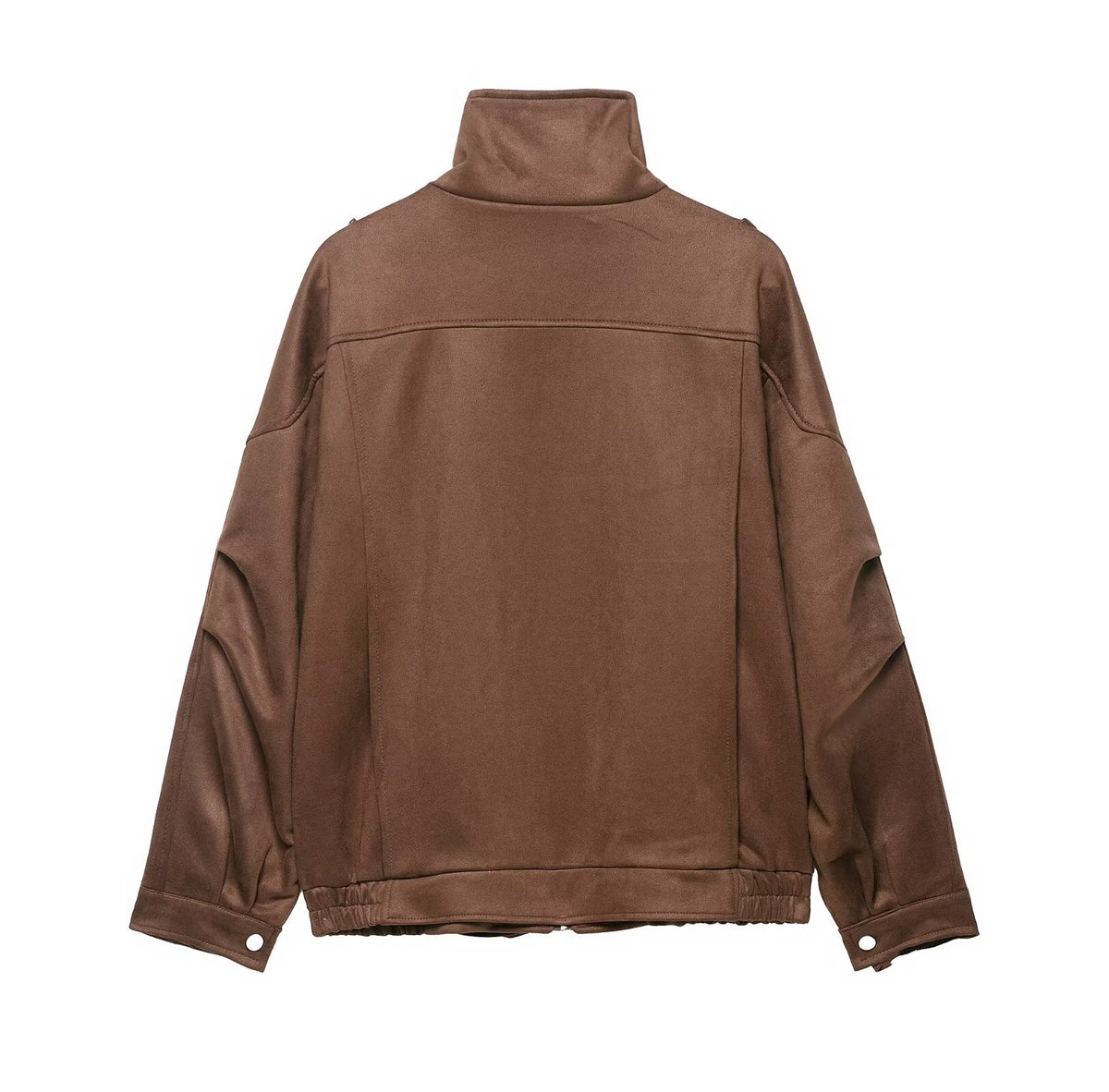 Women Clothing Autumn Retro Lapels Zipper Suede Jacket Coat