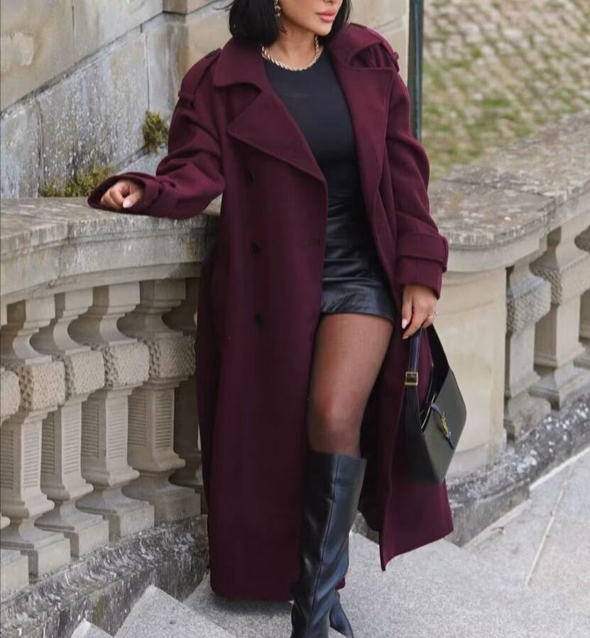 Women Clothing Classic Double Breasted Trench Coat Coat Overcoat