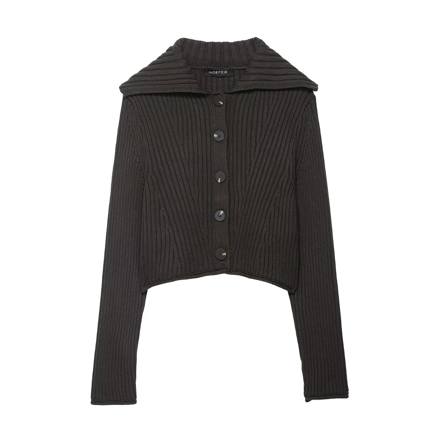 Autumn Large Collared  Button Knitted Cardigan