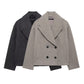 Autumn Double Breasted Blended Double Row Ornament Short Coat