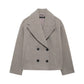 Autumn Double Breasted Blended Double Row Ornament Short Coat