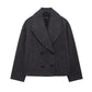Autumn Double Breasted Blended Double Row Ornament Short Coat