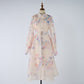 Women Autumn Silk And Cotton Floral Pattern Workwear Style Blouse Style Dress