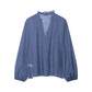 Frill V-Cut Long Sleeve Blouse