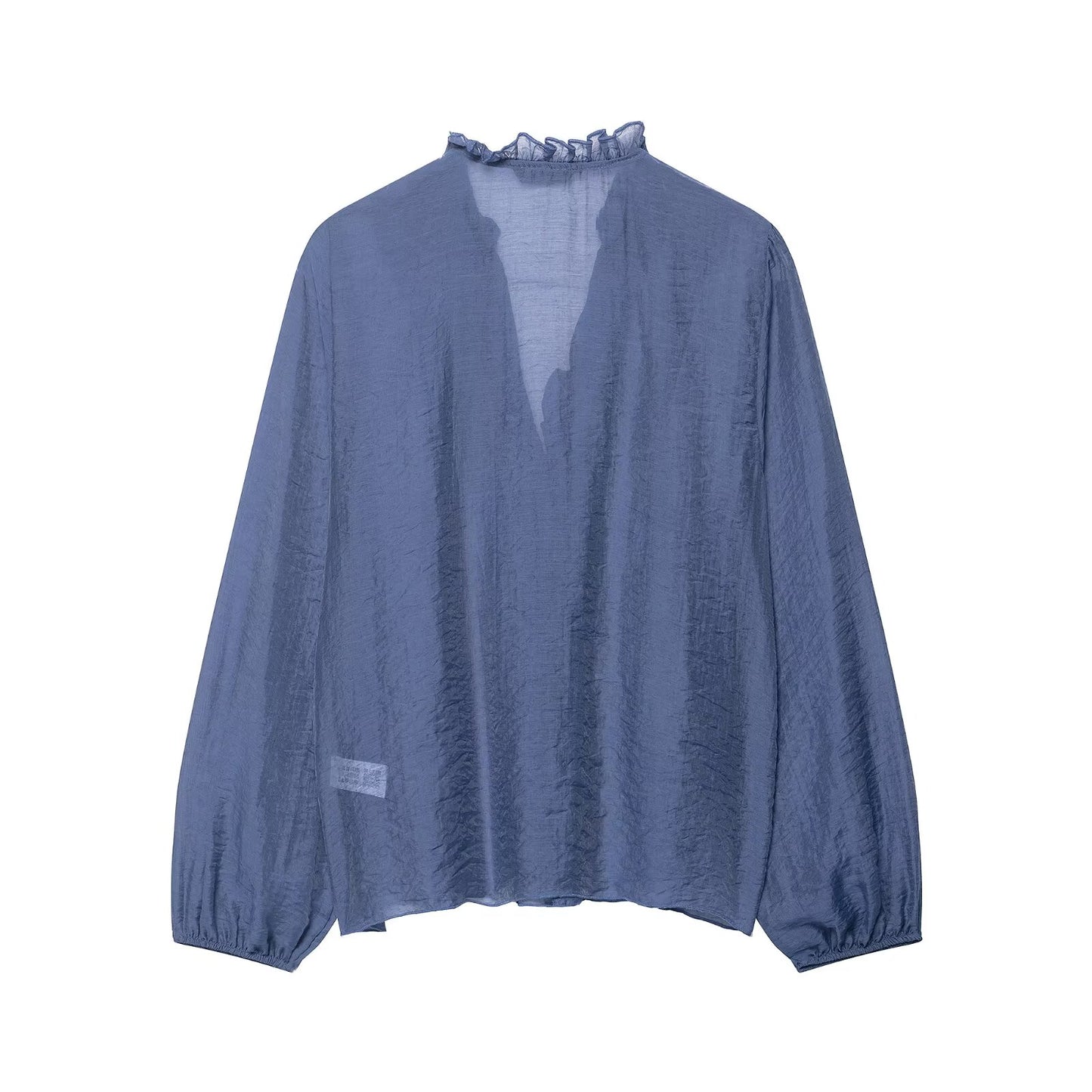 Frill V-Cut Long Sleeve Blouse