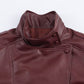 Women Elegant Long Sleeve Stand Collar Leather Jacket Coat