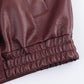 Women Elegant Long Sleeve Stand Collar Leather Jacket Coat