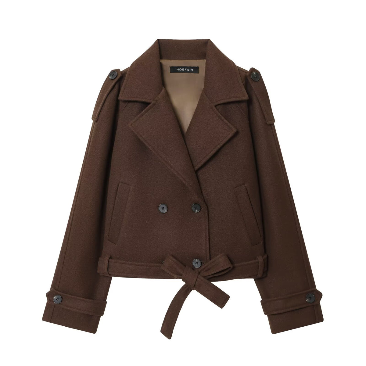 Women Suit Collar Lace up Long Sleeve Jacket Coat