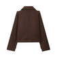 Women Suit Collar Lace up Long Sleeve Jacket Coat
