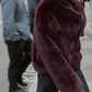 Autumn Winter High Grade Loose Artificial Fur Effect Long Sleeved Jacket Coat