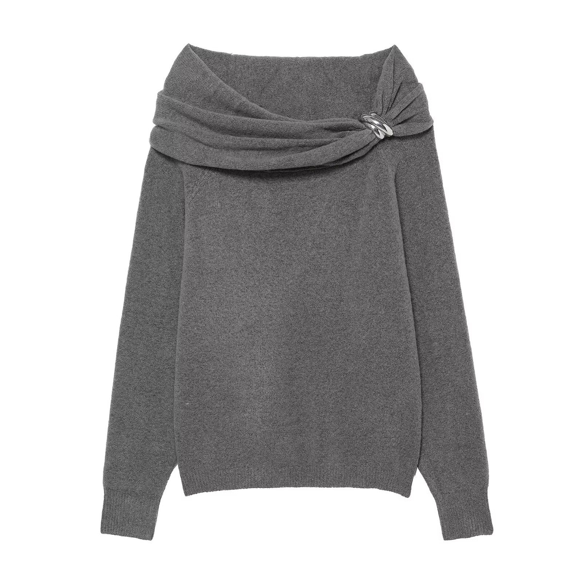 Sorh Grey Off Shoulder Sweater Top