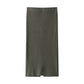 Women Clothing Popular Belt Diamond Pattern Knitted Coat Rib Midi Dress