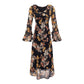 Women Clothing Romantic Atmosphere Elegant Bell Sleeve Printed Dress