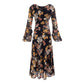 Women Clothing Romantic Atmosphere Elegant Bell Sleeve Printed Dress