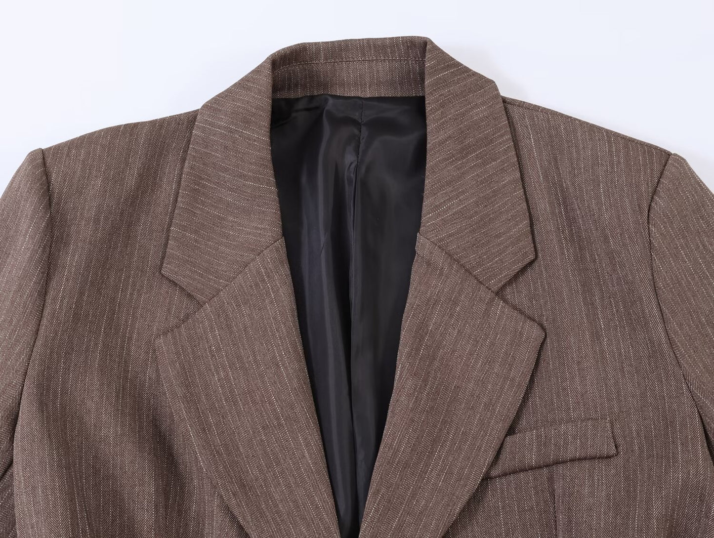 Women Clothing Summer Office Herringbone Twill Belt Blazers