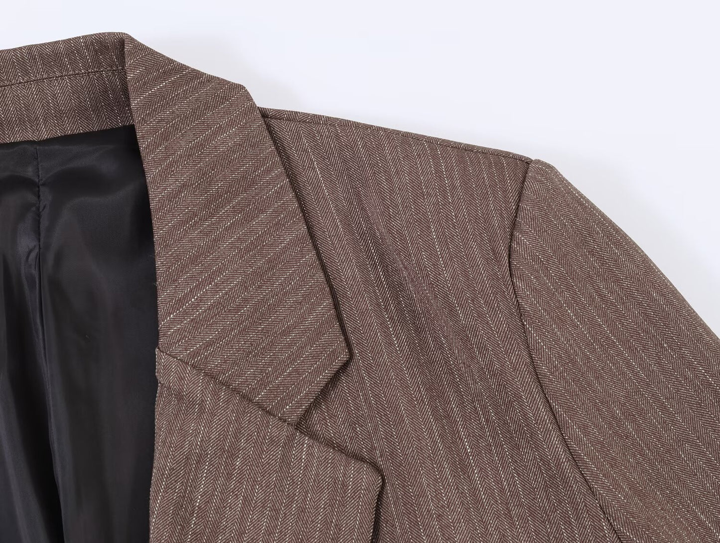 Women Clothing Summer Office Herringbone Twill Belt Blazers