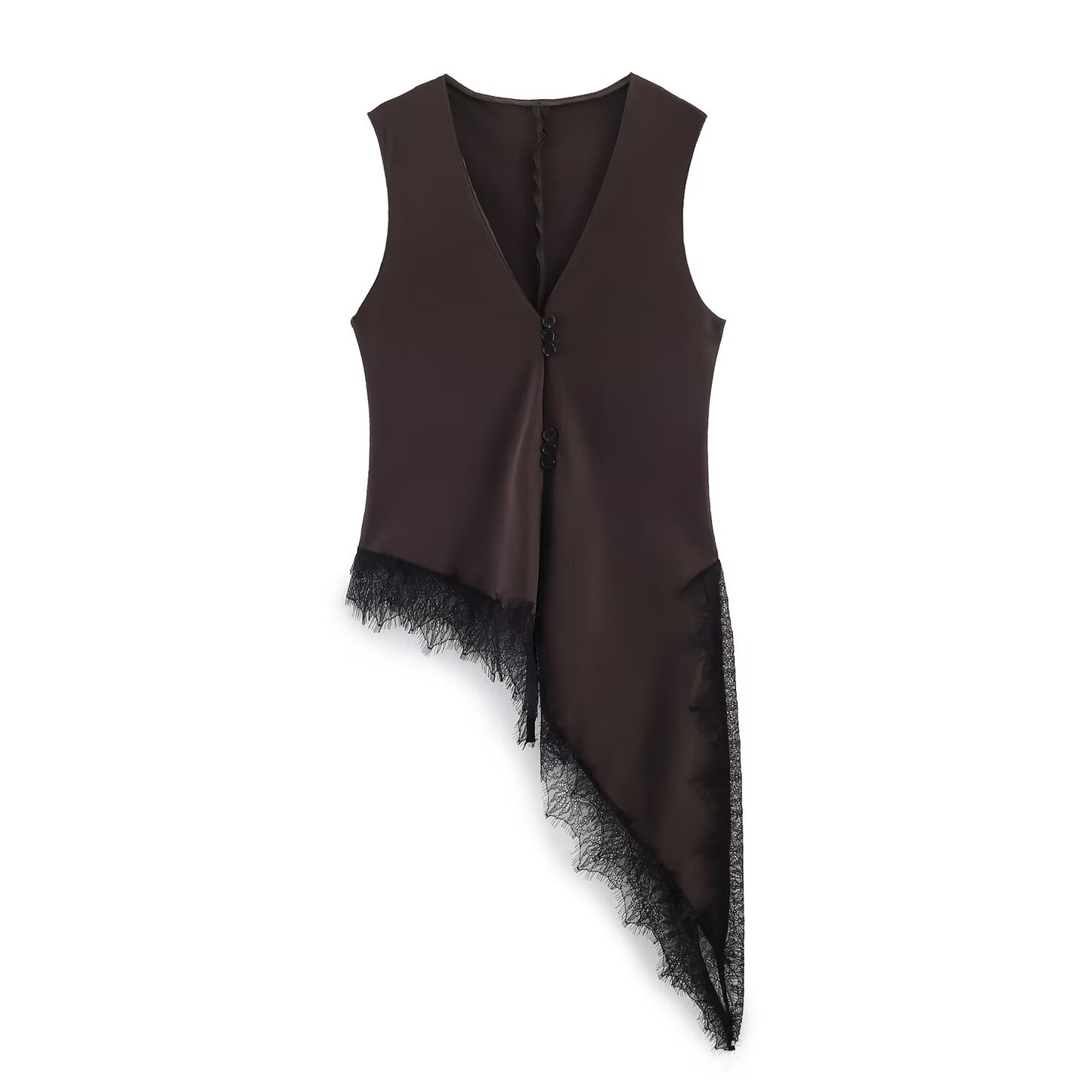 Women Clothing Spring Elegant Asymmetry Lace Vest Top