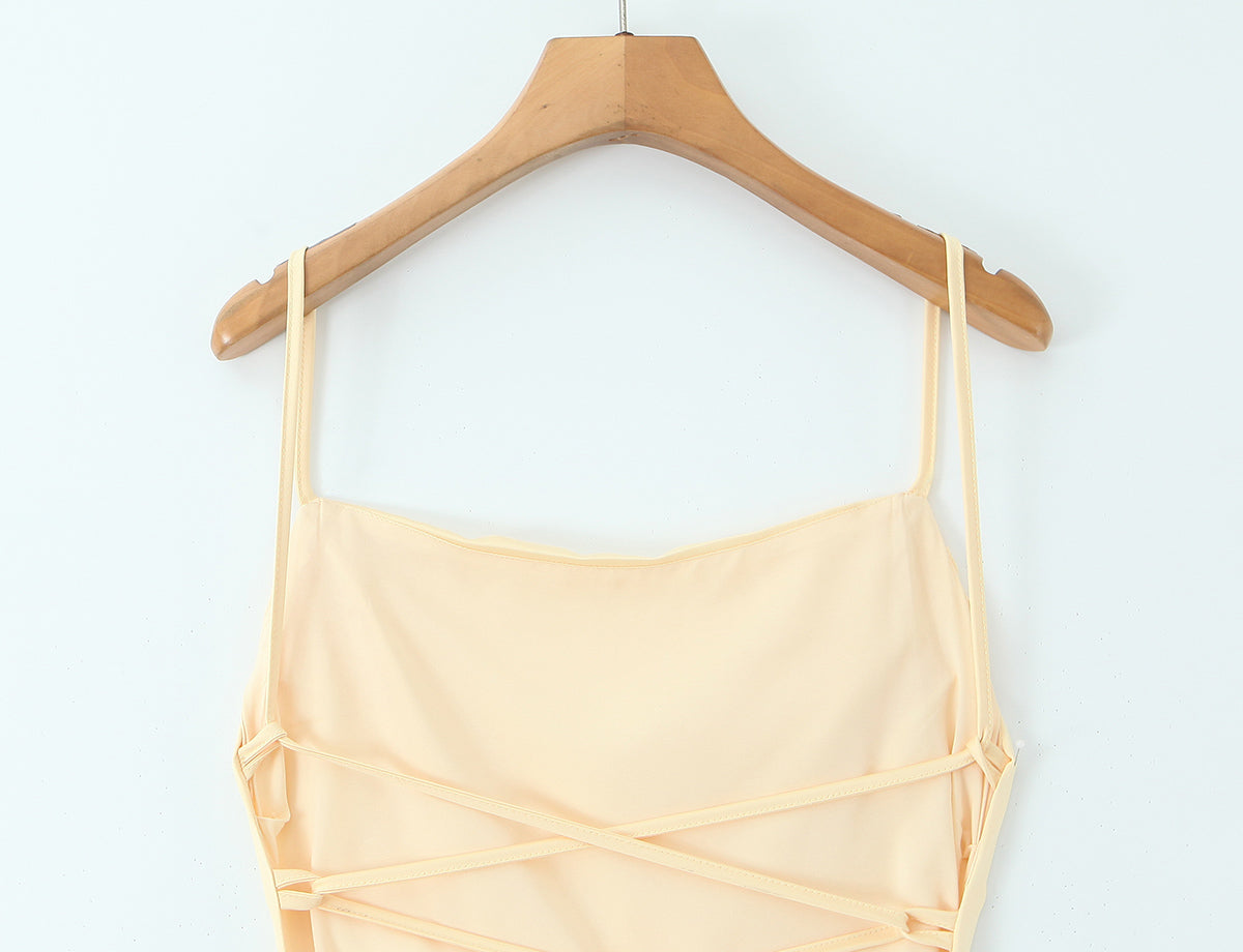 Women Clothing Western Classic All Match Tie Backless Dress