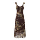 Summer Elegant Socialite Adult Lady like Woman Retro Printed Niche Vacation Slim Dress