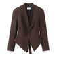 Women Clothing Spring Single Breasted Chest Pleating without Buckle Long Sleeve Blazer