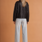 Textured Leather Zipper Bomber Jacket Jacket