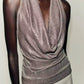 Women Clothing Draped Hanging Collar Vest Camisole Bright Top