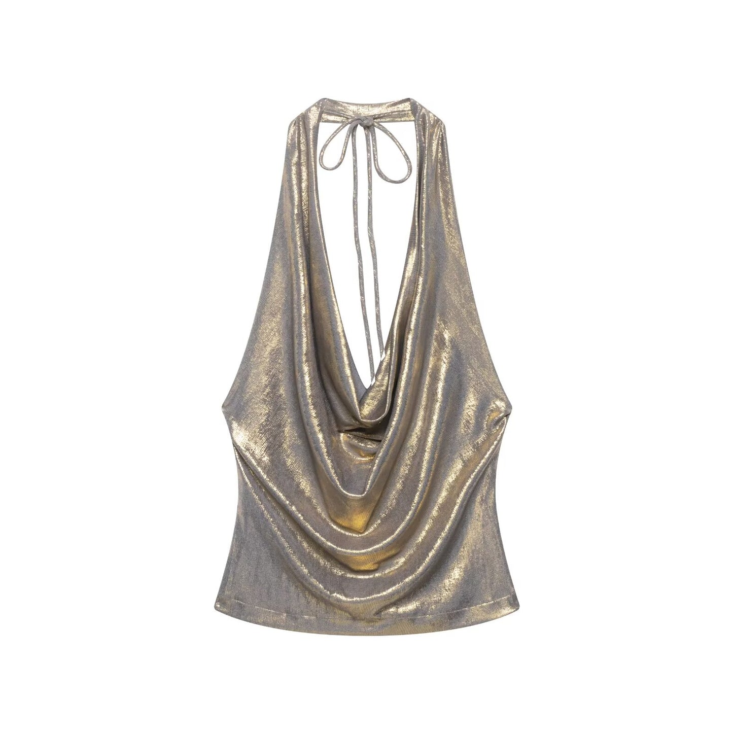 Women Clothing Draped Hanging Collar Vest Camisole Bright Top
