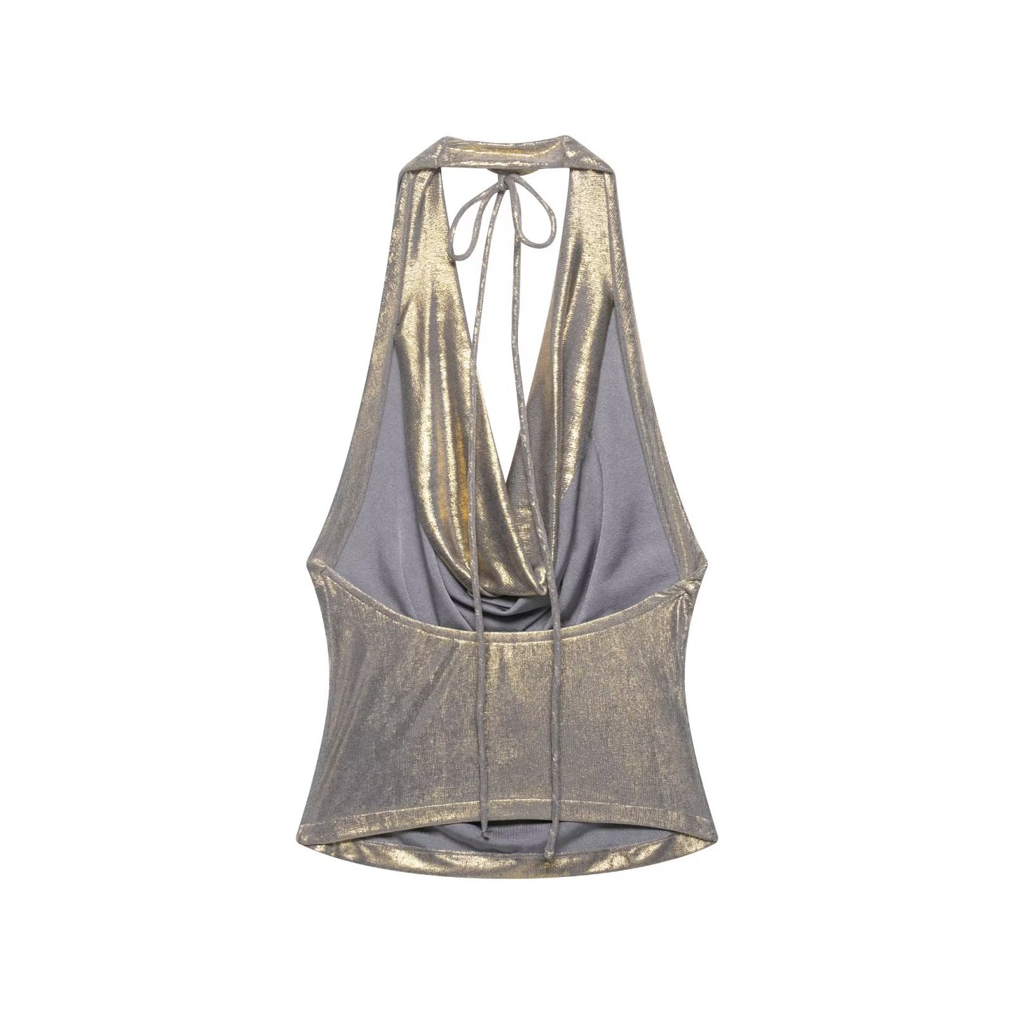 Women Clothing Draped Hanging Collar Vest Camisole Bright Top