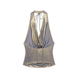Metallic Draped Halter Top