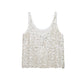 Women Clothing Summer Sleeveless round Neck Beads Decoration Strap Top