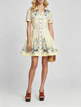 Women Summer Printed Shirt With Short Sleeves Short Sleeved High Waisted Cotton And Linen Dress With A High Waist Simple And Short A Line Dress