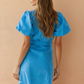 Bella Belted Blue Puffy Sleeve Dress