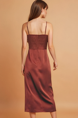 Rust Corset Midi Dress