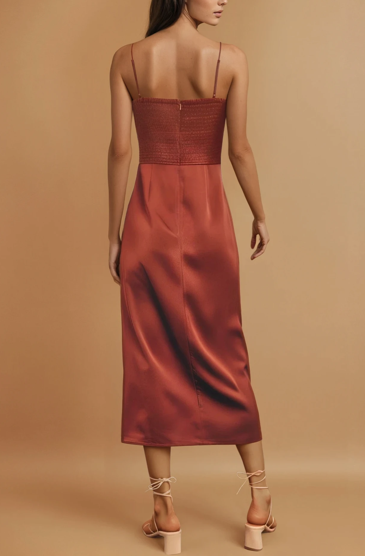 Rust Corset Midi Dress