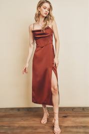 Rust Corset Midi Dress