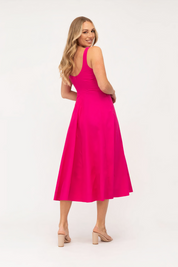 Rasberry Scoop Back Midi Dress