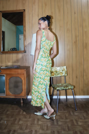 Jen Floral Chiffon Lace Up Maxi Dress