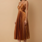 Sofie Bronze Pleated Midi Dress