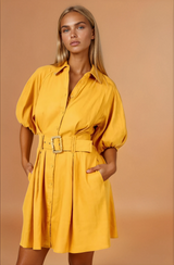 Elia Mustard Puff Sleeve Dress