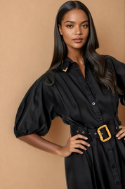 Elia Black Puff Sleeve Dress