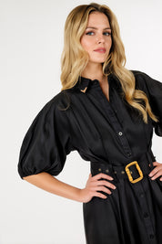 Elia Black Puff Sleeve Dress